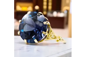 Ring Vintage style Sapphire 14K Yellow gold vrc073y